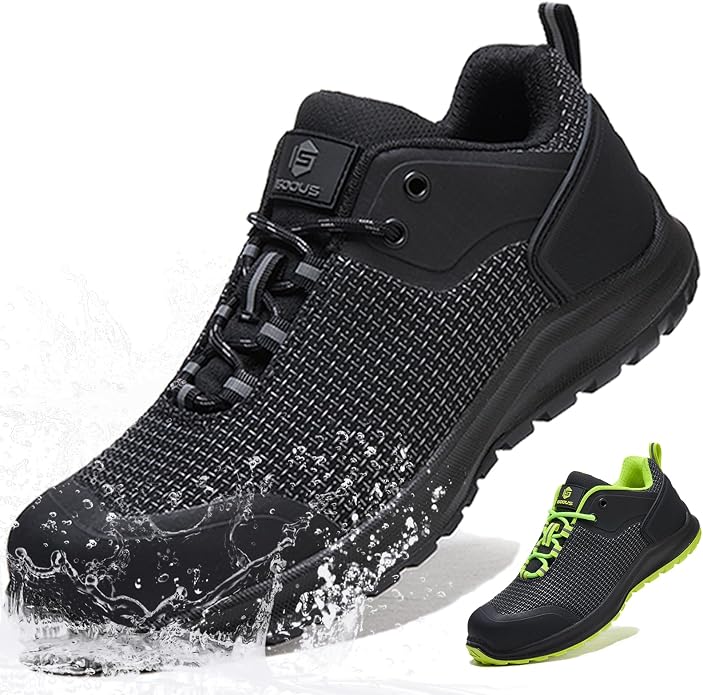 ISOOUS Safety Shoes Men Women S3 ESD Work Shoes SRC FO HRO Waterproof Safety Sneakers | Sans métal Chaussures de Travail FO Imperméables,Résistant aux hautes températures,Résistant aux rayures sur la tige
