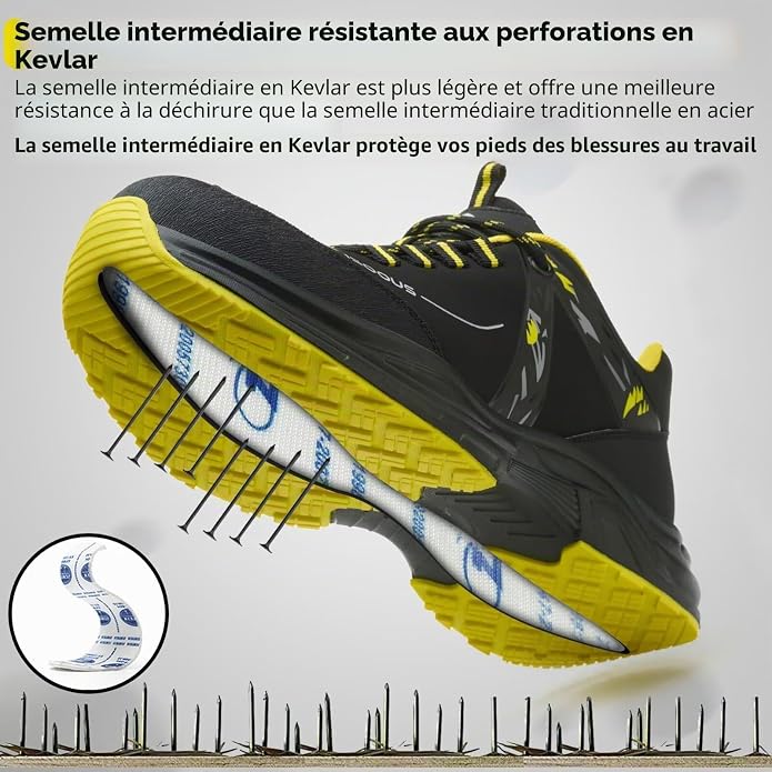 ISOOUS Safety Shoes Men Women Comfortable Lightweight | Non-Slip Work Shoes Steel Toe Cap Breathable Safety Sneakers