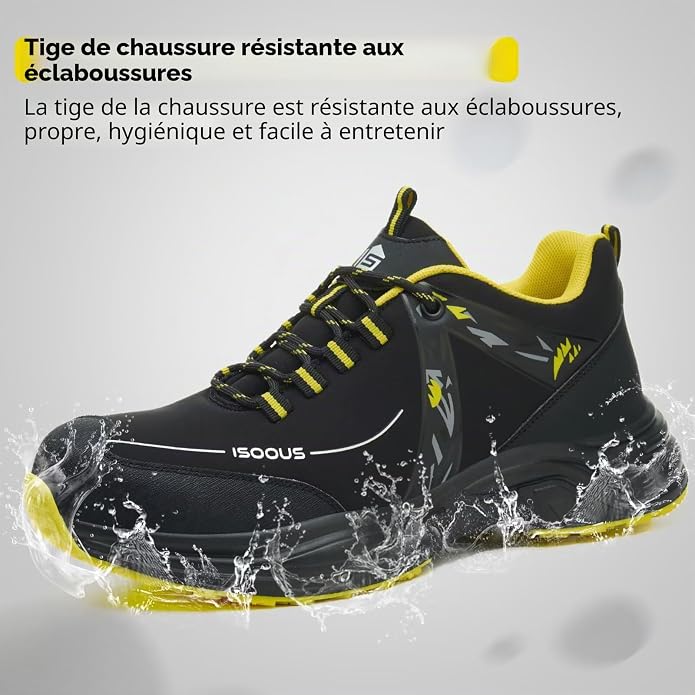 ISOOUS Safety Shoes Men Women Comfortable Lightweight | Non-Slip Work Shoes Steel Toe Cap Breathable Safety Sneakers