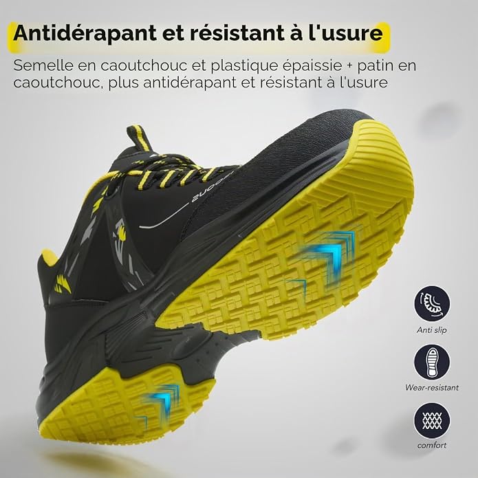 ISOOUS Safety Shoes Men Women Comfortable Lightweight | Non-Slip Work Shoes Steel Toe Cap Breathable Safety Sneakers