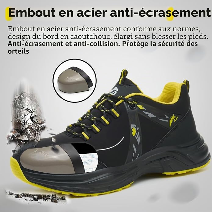 ISOOUS Safety Shoes Men Women Comfortable Lightweight | Non-Slip Work Shoes Steel Toe Cap Breathable Safety Sneakers